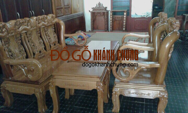 Bàn ghế phòng khách gỗ gõ đỏ