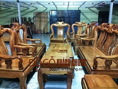 Bàn ghế phòng khách gỗ gõ đỏ