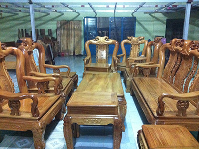Bàn ghế phòng khách gỗ gõ đỏ